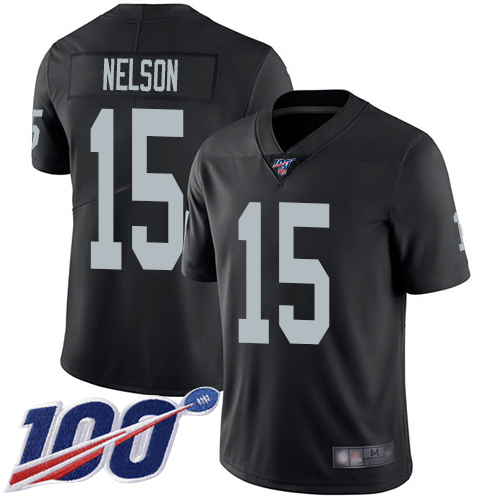 Men Oakland Raiders Limited Black J J Nelson Home Jersey NFL Football 15 100th Season Vapor Jersey